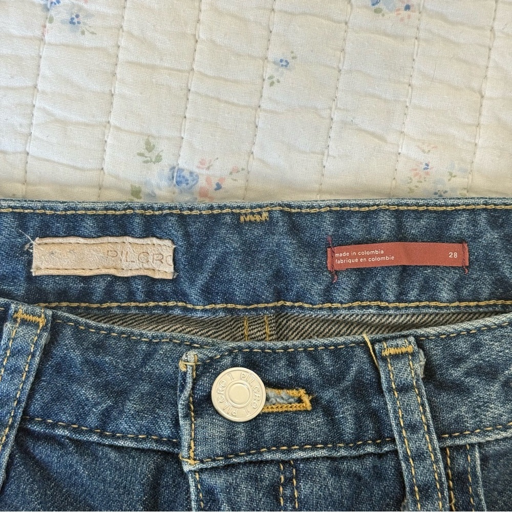 Pilcro Anthropologie Straight Leg Denim Jean Pant Distressed Boho Women’s 28 Raw - Picture 3 of 7